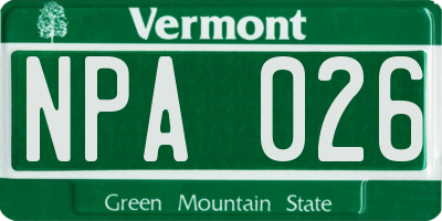 VT license plate NPA026