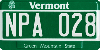 VT license plate NPA028