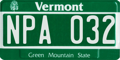 VT license plate NPA032