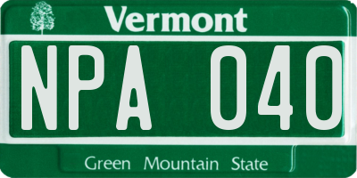 VT license plate NPA040
