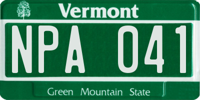 VT license plate NPA041