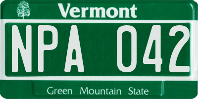 VT license plate NPA042