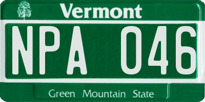 VT license plate NPA046
