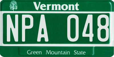 VT license plate NPA048