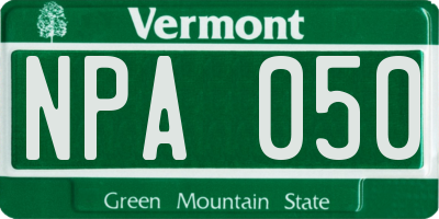 VT license plate NPA050