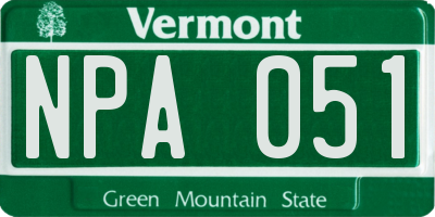 VT license plate NPA051