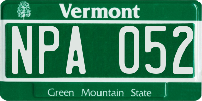 VT license plate NPA052