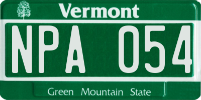 VT license plate NPA054