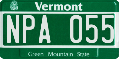 VT license plate NPA055