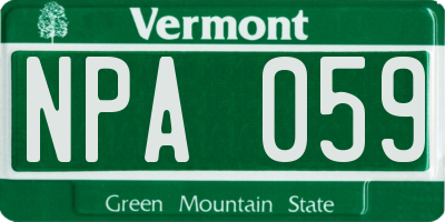 VT license plate NPA059
