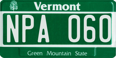 VT license plate NPA060