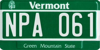 VT license plate NPA061