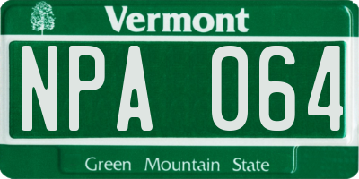 VT license plate NPA064