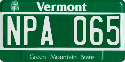 VT license plate NPA065