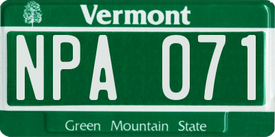 VT license plate NPA071