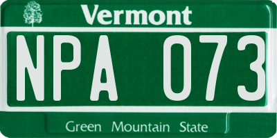 VT license plate NPA073