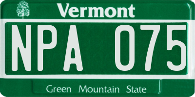VT license plate NPA075