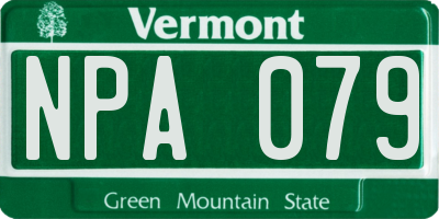 VT license plate NPA079