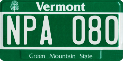 VT license plate NPA080