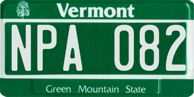 VT license plate NPA082