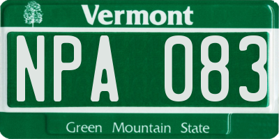 VT license plate NPA083