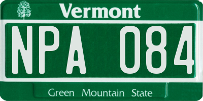 VT license plate NPA084