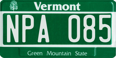 VT license plate NPA085