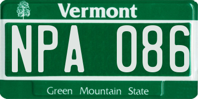 VT license plate NPA086