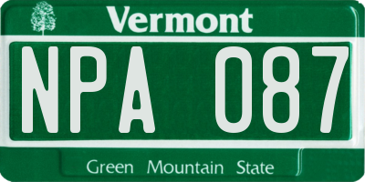 VT license plate NPA087