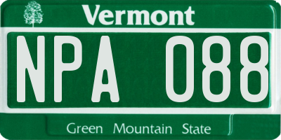 VT license plate NPA088