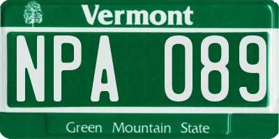 VT license plate NPA089