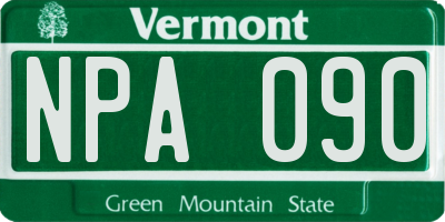 VT license plate NPA090