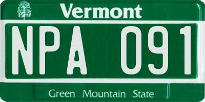VT license plate NPA091