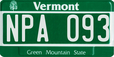 VT license plate NPA093