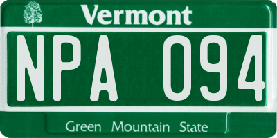 VT license plate NPA094