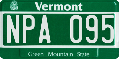 VT license plate NPA095