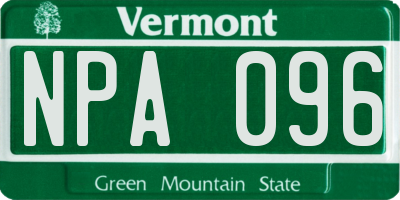 VT license plate NPA096