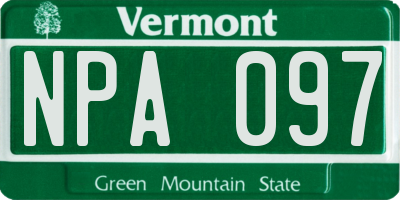 VT license plate NPA097