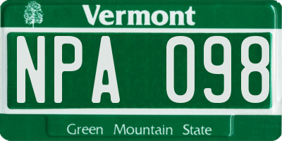 VT license plate NPA098