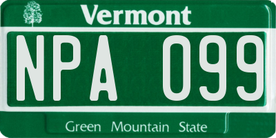 VT license plate NPA099