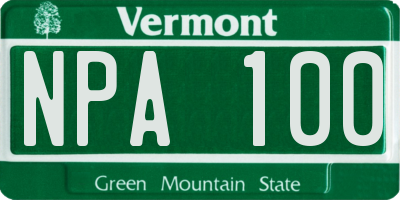 VT license plate NPA100