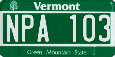 VT license plate NPA103