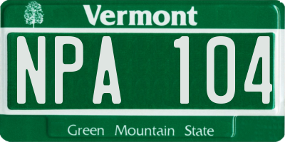 VT license plate NPA104