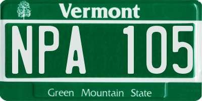 VT license plate NPA105