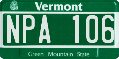 VT license plate NPA106