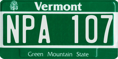 VT license plate NPA107