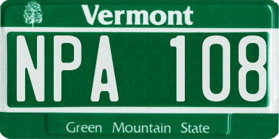 VT license plate NPA108