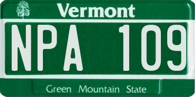 VT license plate NPA109
