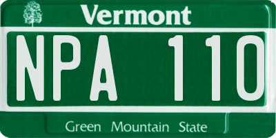 VT license plate NPA110
