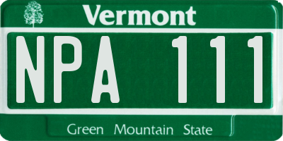 VT license plate NPA111